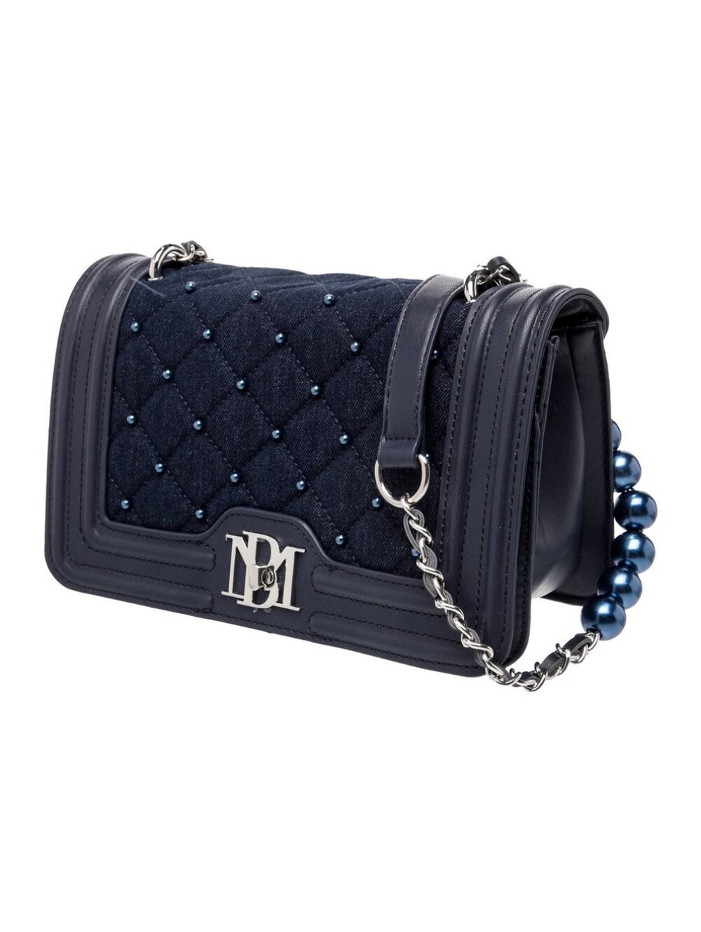 Badgley Mischka Denim Diamond Quilted Crossbody Bag